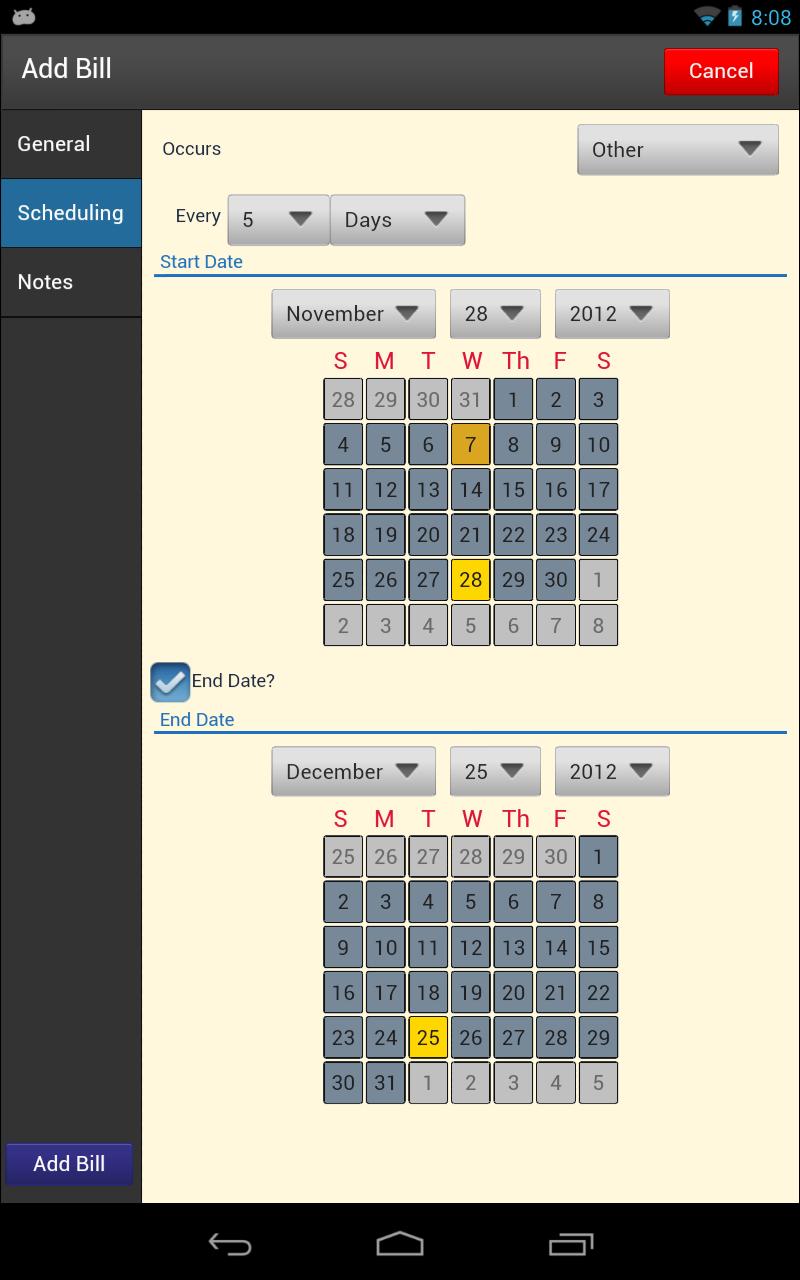 Bills Vs Income Screen 2
