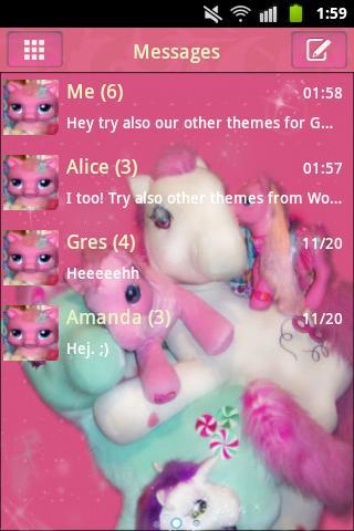 GO SMS PRO Theme Pink Pony Buy