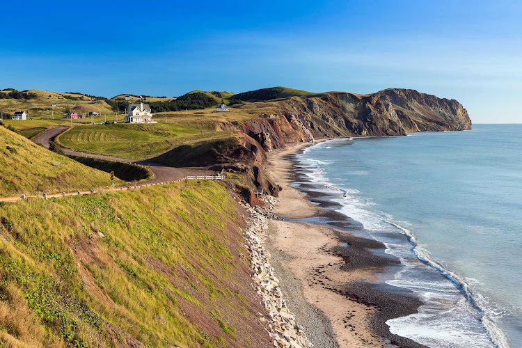 The coastline of  Iles De La Madeleine, or the Magdalen Islands, which sit just north of Prince Edward Island and Nova Scotia in the Gulf of Saint Lawrence, Canada.