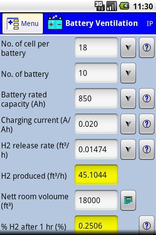 Battery room ventilation calc