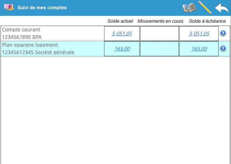 Gérer son compte et son budget Screen 1