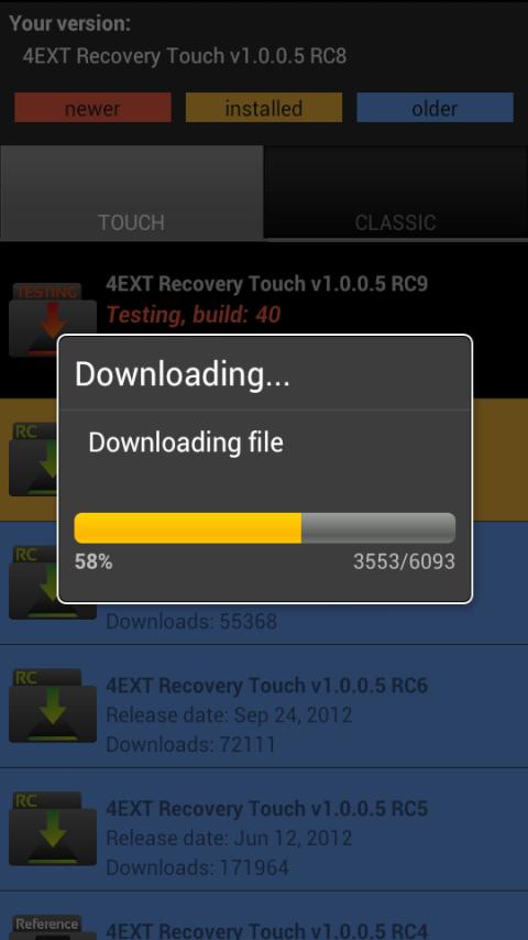 Android application 4EXT Recovery Control screenshort