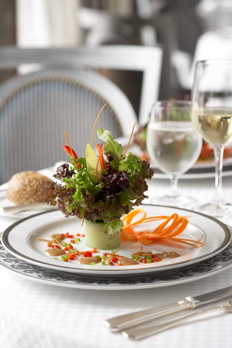 A salad prepared at Murano aboard Celebrity Cruises.