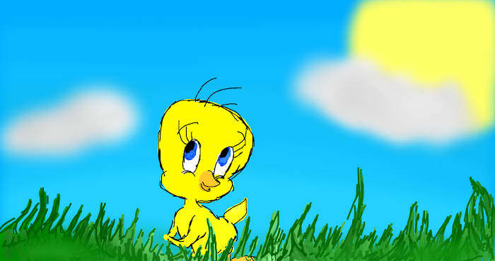 Tweety Bird in the grass.