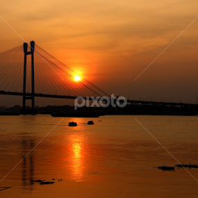 Sun is Setting Down Over the Bridge.. by Prithwish Mondal - Buildings & Architecture Bridges & Suspended Structures