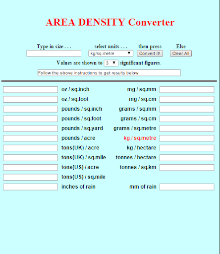 Area Density Finder