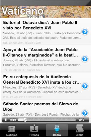 Android application Vaticano Noticias Radio Biblia screenshort