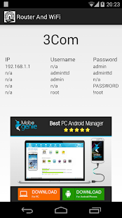 WiFi Router Passwords 2016 Screenshot