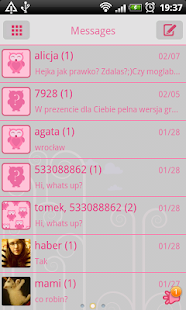 GO SMS Pro Pink Owl Theme Screenshots 1