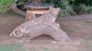 Leopard On A Log Statue 