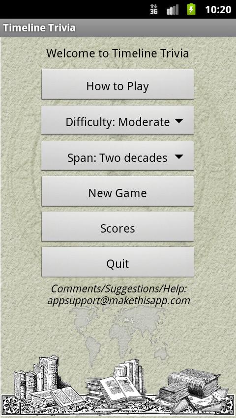 Timeline Trivia Screen 1