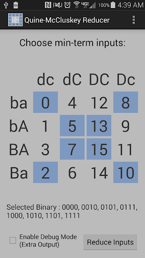 Karnaugh Map Reducer