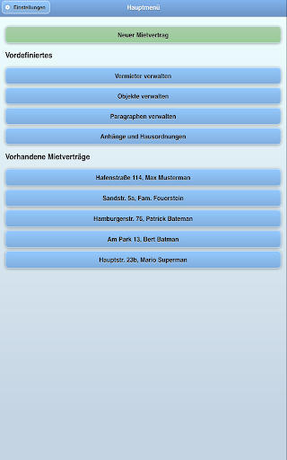 Mietvertrag App - Mietverträge