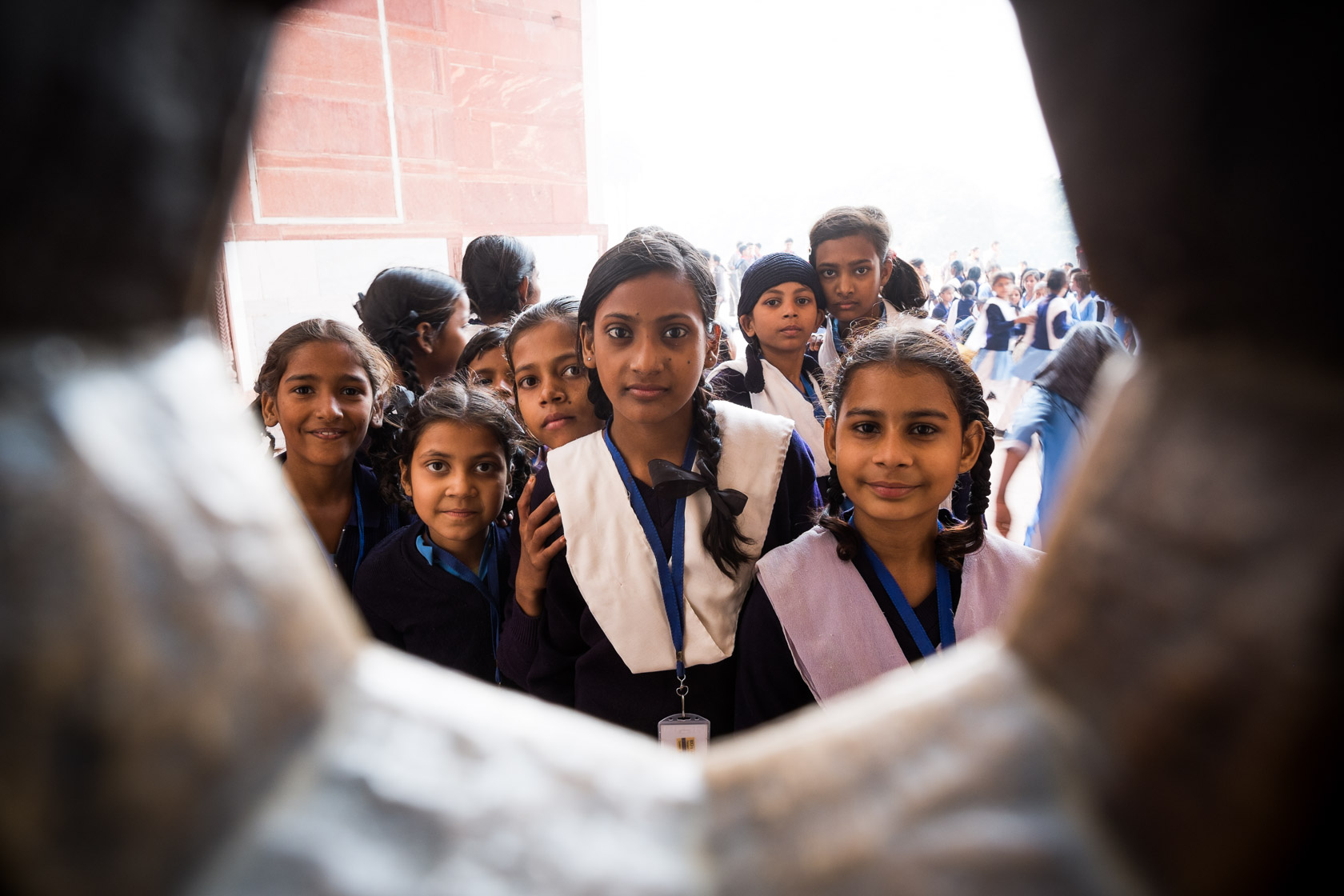 School Group through Jali Window, Delhi, India