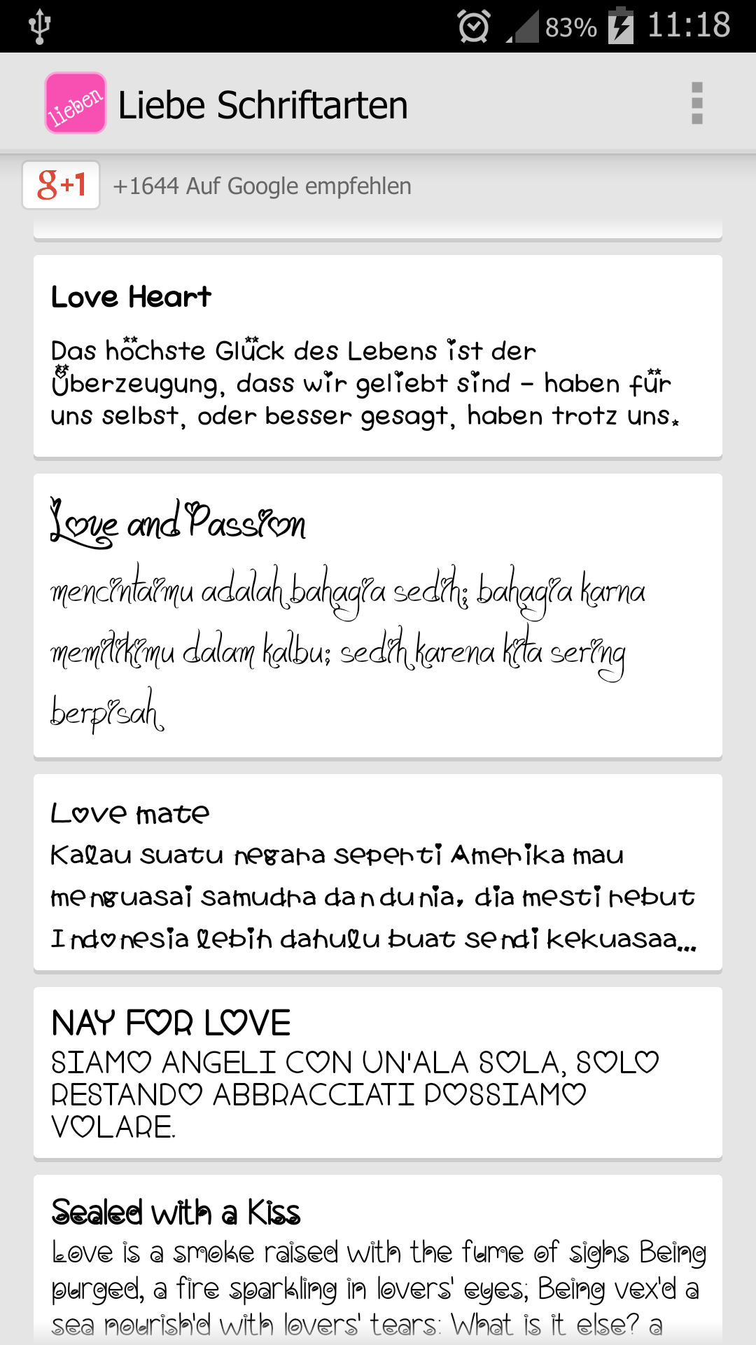 Android application Love Fonts for FlipFont with Font Resize screenshort