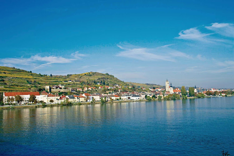 The waterfront of Stein an der Donau (Stein on the Danube), near Krems in the Wachau Valley of Austria.