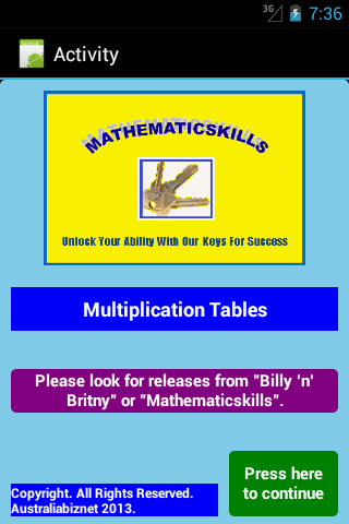 Multiplication Tables Free