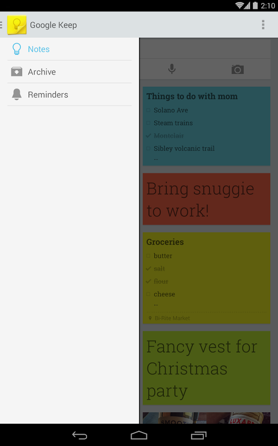 Google Keep - screenshot