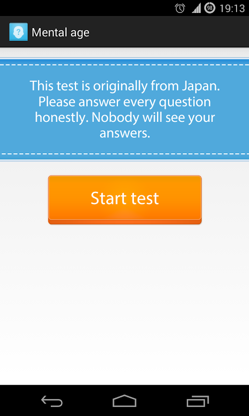 Android application Mental Age Test screenshort