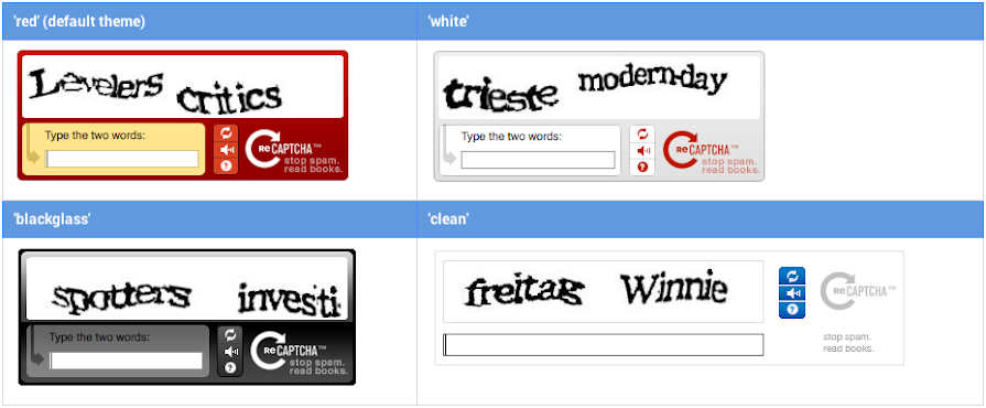reCAPTCHA v1 themes