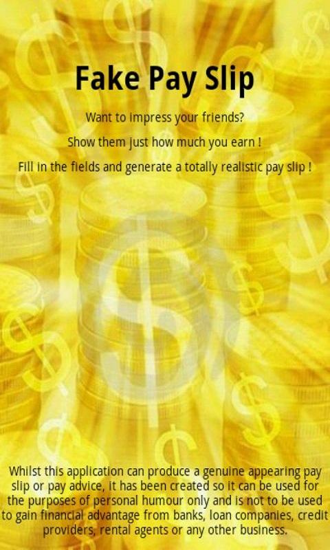 Fake Payslip / Pay Advice Screen 1