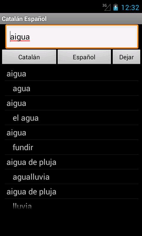 Catalan Spanish Dictionary Screen 2