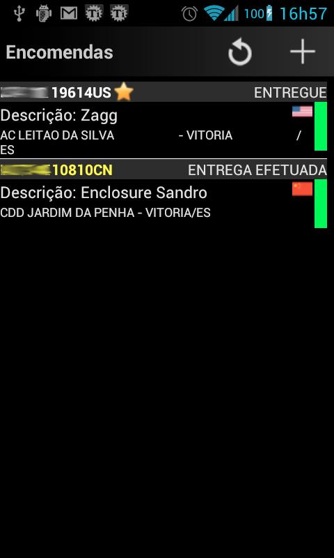 Android application Rastreador de Encomendas screenshort