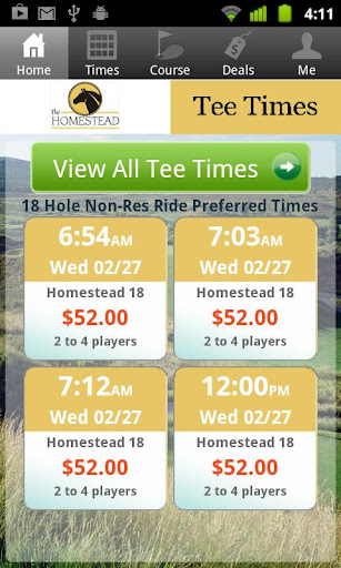 Homestead Golf Tee Time