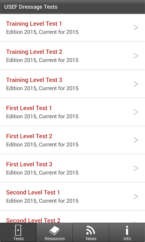 Android application USEF EquiTests 5 - Dressage screenshort
