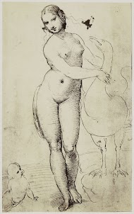 Fotoreproductie van een tekening van Rafaël, Leda en de zwaan