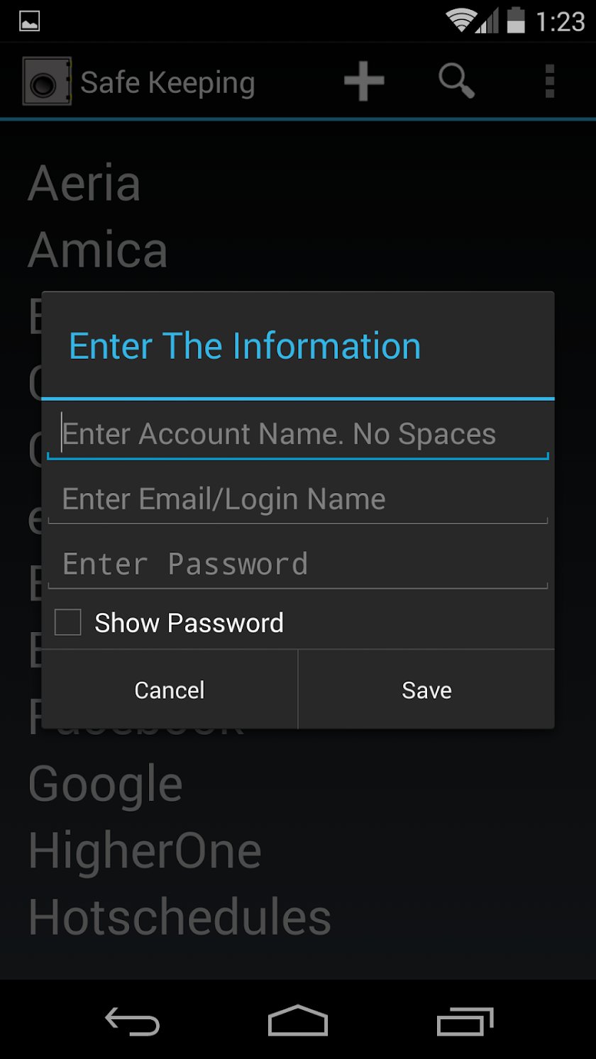 SafeKeeping Screen 3