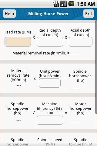 Milling Horsepower Calculator