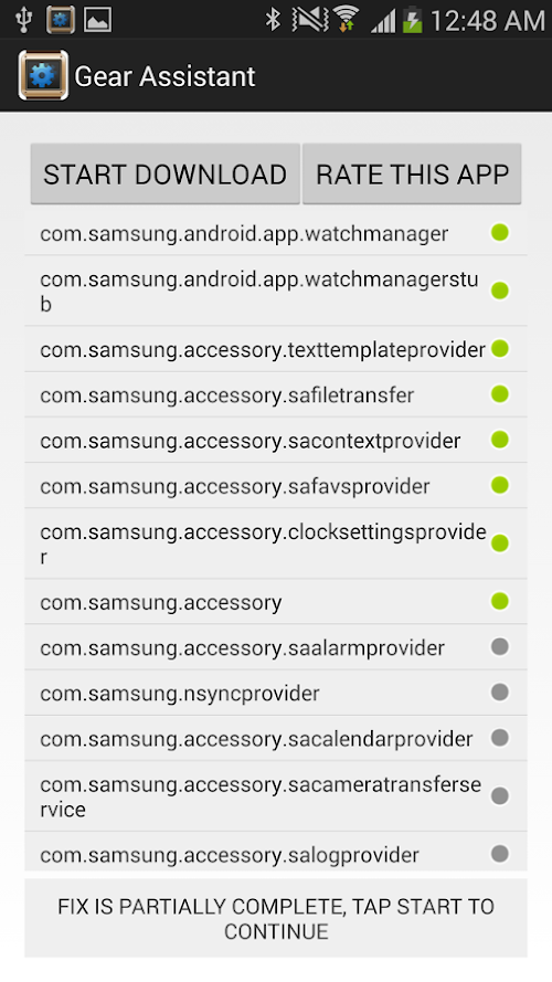Android application Gear Manager Assistant screenshort