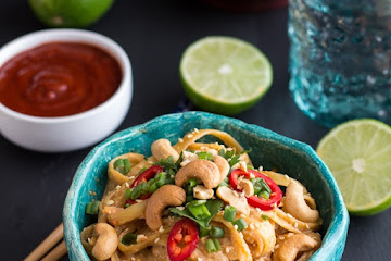 Sriracha Lime and Creamy Cashew Fettuccine with Toasted Sesame Seeds