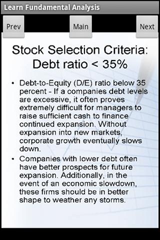Android application Stocks Fundamental Analysis screenshort