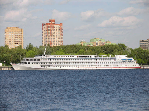 The river cruise ship Viking Truvor at Severnyi River Port, Moscow, Russia. 