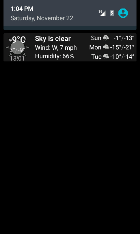 Android application Weather notification screenshort