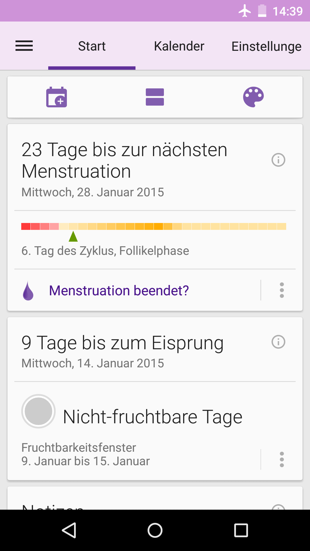 Android application Period and Ovulation Tracker screenshort