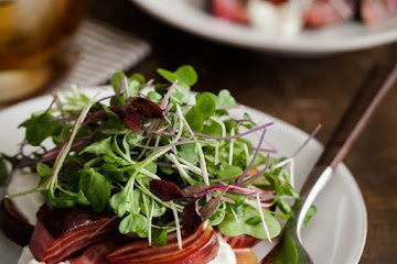 Roasted Beets and Burrata with Micro Greens