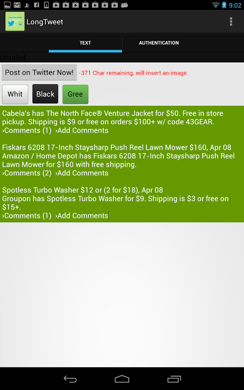Android application LongTweetPlus screenshort