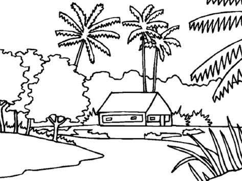 Image Result For Gambar Mewarnai Pemandangan Dan Contoh Warnanya