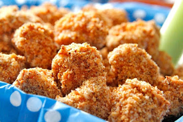 Baked Buffalo Popcorn Chicken