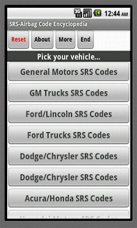 Android application SRS-Airbag Code Encyclopedia screenshort