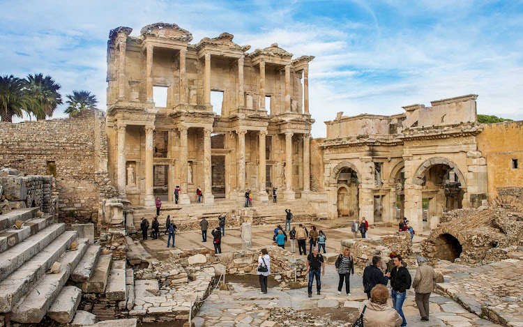 The library of Celsus is an ancient Roman building in Ephesus, now part of Selçuk, Turkey. It was built in honor of the Roman senator Tiberius Julius Celsus Polemaeanus.