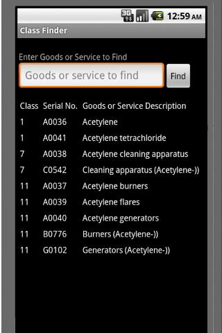 Trademark Class Finder