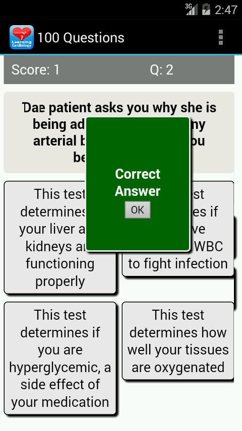 Learning Cardiology Quiz Screen 3