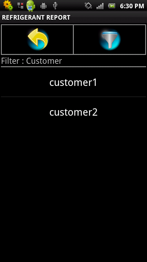 REFRIGERANT REPORT Screen 3