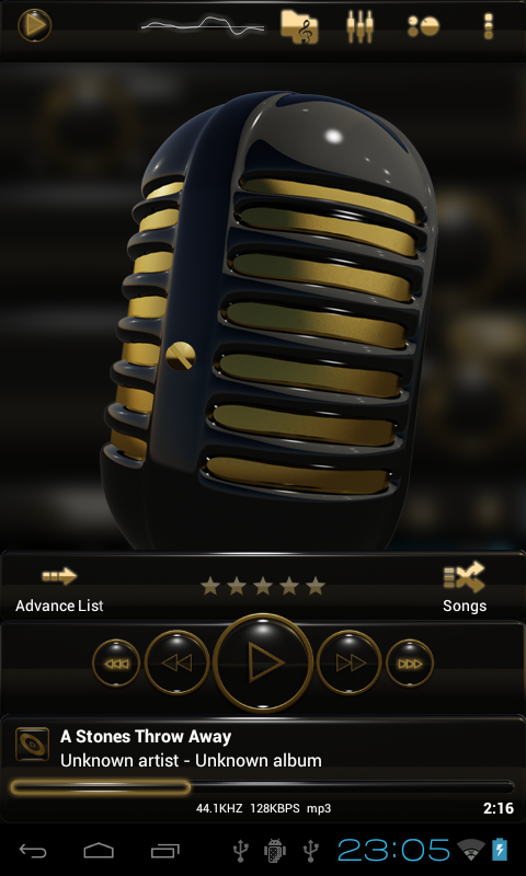 Poweramp skin black gold - screenshot