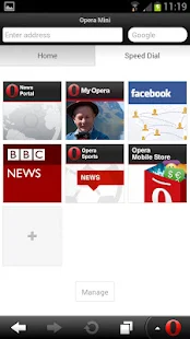 Opera Mini browser for Android - screenshot thumbnail