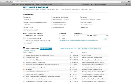 MIT Exec Ed Program Finder